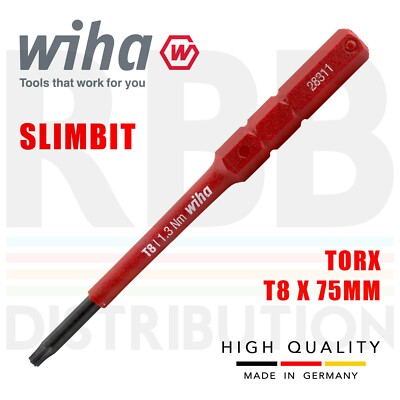 Wiha 35506 Slimbit Screwdriver Torx T8 Head Compact 1000v VDE Electrician 75mm
