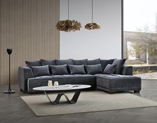 Aluxo Gramercy Group in Steel Velvet Corner Sofa