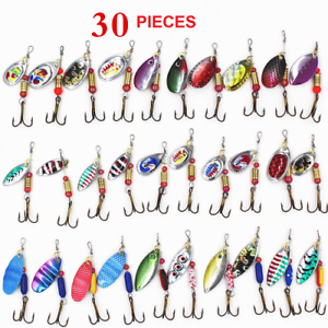 30 PCS Fishing Lures Metal Spinner Baits Bass Tackle Crankbait Trout Spoon Trout