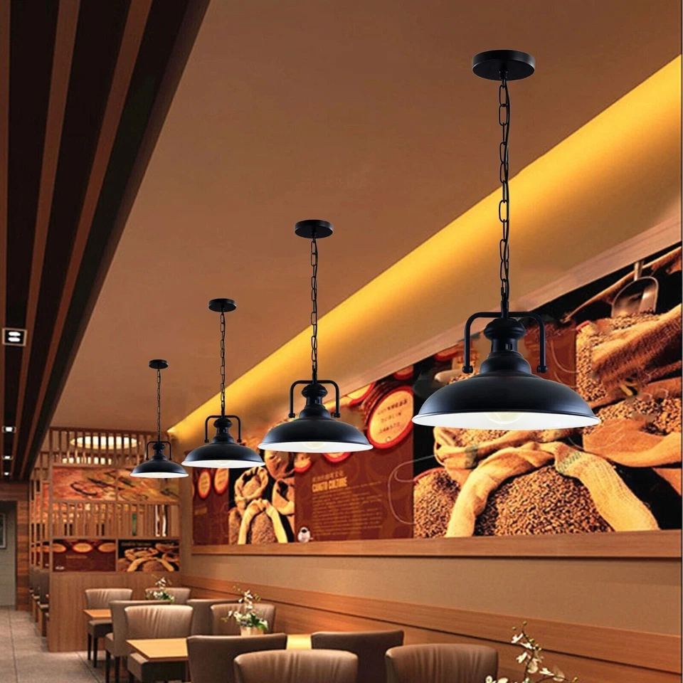 Vintage ceiling Vintage Industrial Ceiling Pendant Light Metal Shade Black Hanging Retro Lampight metal lampshade UK
