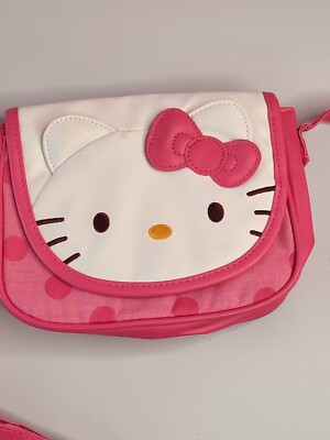 Hello Kitty 1976-2009 Sanrio Purse Handbag polka-dot 8x6 face pink