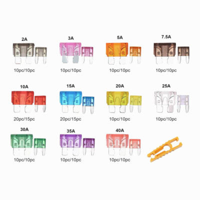 Fuses Car Standard Mini Blade Assortment 2A 3A 5A 7.5A 10A 15A 20A 30A 35A 40A