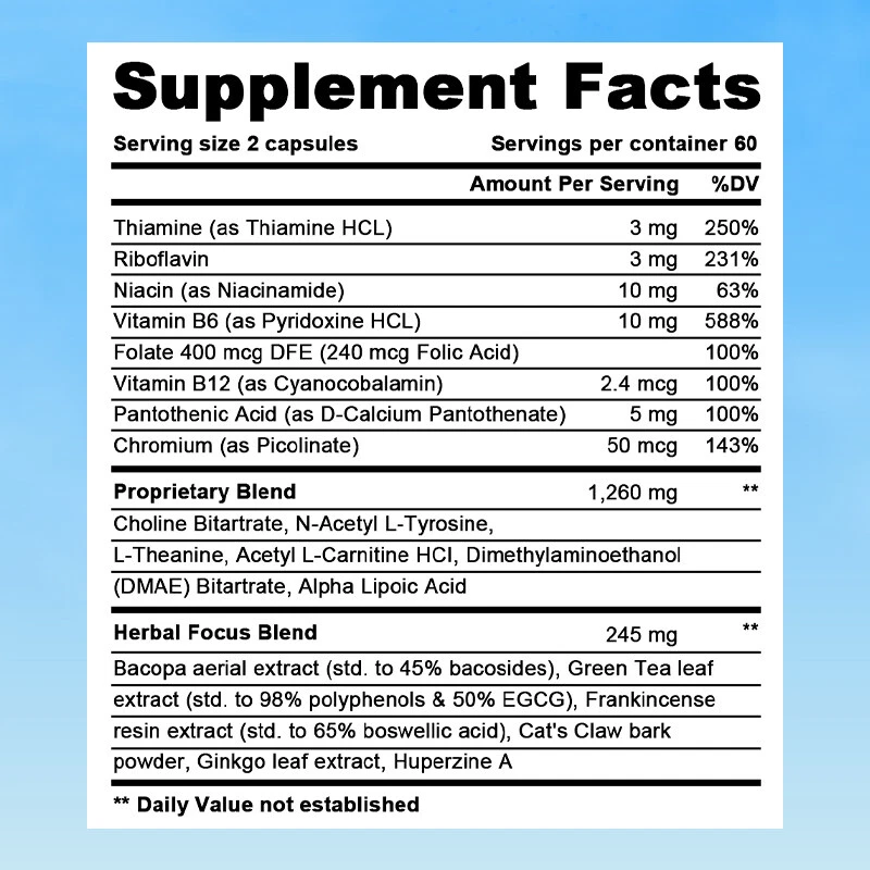 Gehirngesundheit Nootropikum Fokus Energie Gedächtnis & Klarheit - Bild 2 von 4