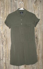 Gap Womens Sz XS Dress Shirt Military Green Easy Breezy Safari Casual Beach