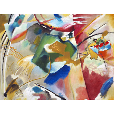 Kandinsky Green Centre Abstract Painting Cropped Large Canvas Art Print