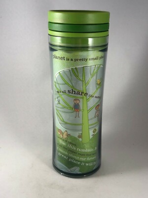 Starbucks Illustrated Green Tree Environmental Travel Tumbler Coffee Mug 8oz