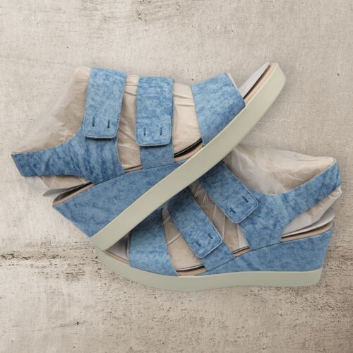 $160 Ecco Shape Wedge Plateau Platform Sandals Indigo Leather Shoes 9 7 40 Blue