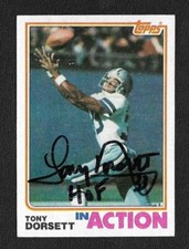 Tony Dorsett Autograph Auto 1982 Topps In Action Dallas Cowboys Card #312 - HOF