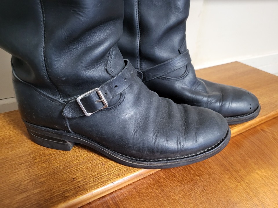 Dayton Leather Motorcycle Riding Boots Black Made in Canada Size 10 E