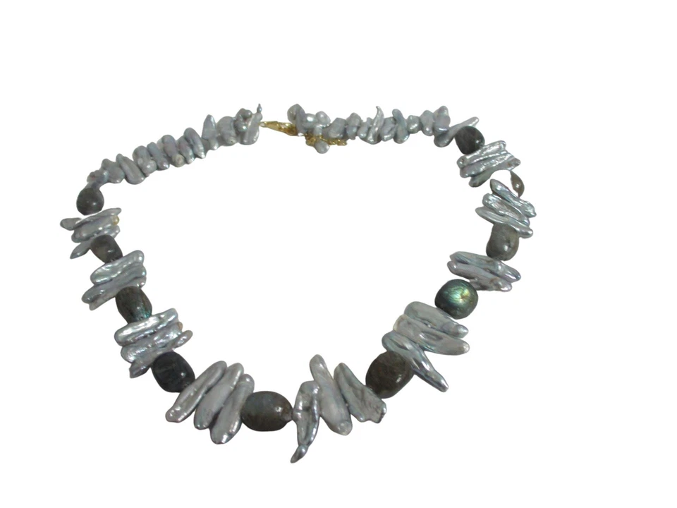 Collar de 22" de perlas y piedras preciosas Keshi cultivadas rarezas Foto 2 de 4