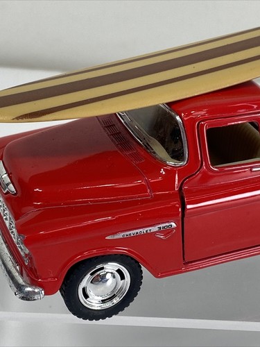 Chevy Step Side Pick Up Kinsmart 1955 rojo con tabla de surf 1:32 KT5330 Pullback - Imagen 2 de 9