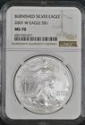 2007-W $1 Burnished American Silver Eagle NGC MS70 Brown Label