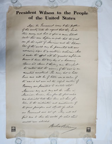 WWI poster original President Wilson to the People of the United States 