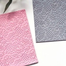 Texture Mat | Lace Detail | Polymer Clay Rubber Stamp, Laced Tile Sheet