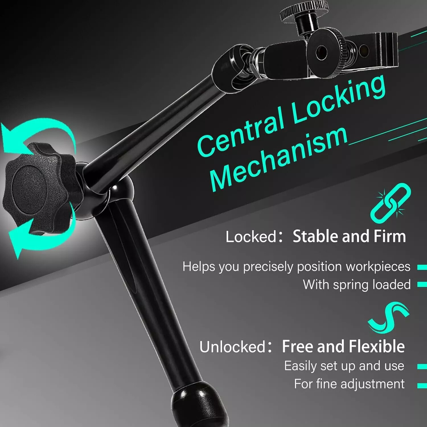 Regular Duty Dial Gage Holder Dg61003 Mag Base W/Metal Fine Adjust For Noga