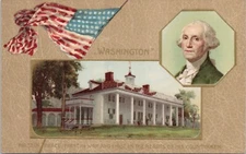 Lithograph George Washington Mount Vernon Scene Patriotic 1909