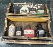 Tekky Animated Skull Potion Spice Rack Spooky Halloween 14"x12" Wall