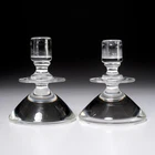 Steuben Vintage Art Glass Candlesticks Heavy Base Pair 5"