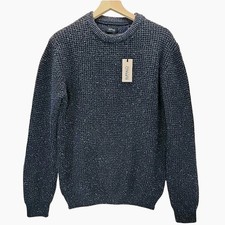 NWT Buffalo David Bitton Mens M Navy Speckled Knit Sweater Crewneck Casual
