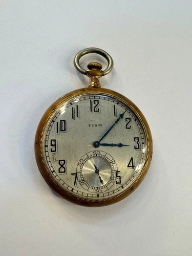 Elgin Antique Pocket Watch Working Gold Tone Case Vintage