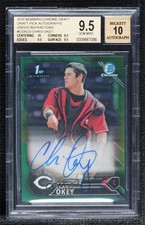 2016 Bowman Draft Chrome Pick Green Refractor 70/99 Chris Okey BGS 9.5 Auto ni4