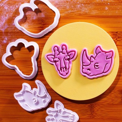 Mini Giraffe & Nashorn Ausstecher und Stempel Set - Safari Wildtiere Tier Dschungel