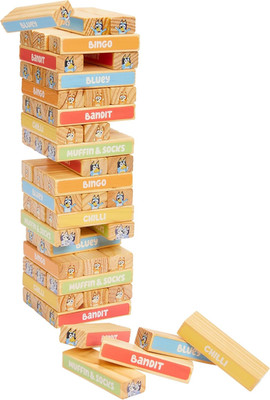 8th Wonder Stackable Tumbling Tower Game, Robust Wooden Stacking Game with 54 Il