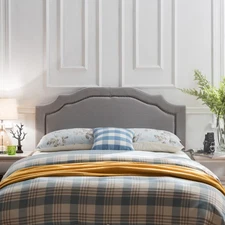 Upholstered Headboard Queen Size, Solid Wood Head Board with Durable Metal Legs,