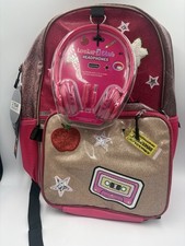Juego de Mochila Escolar Locker Club Rosa Brillo con Auriculares y Bolsa