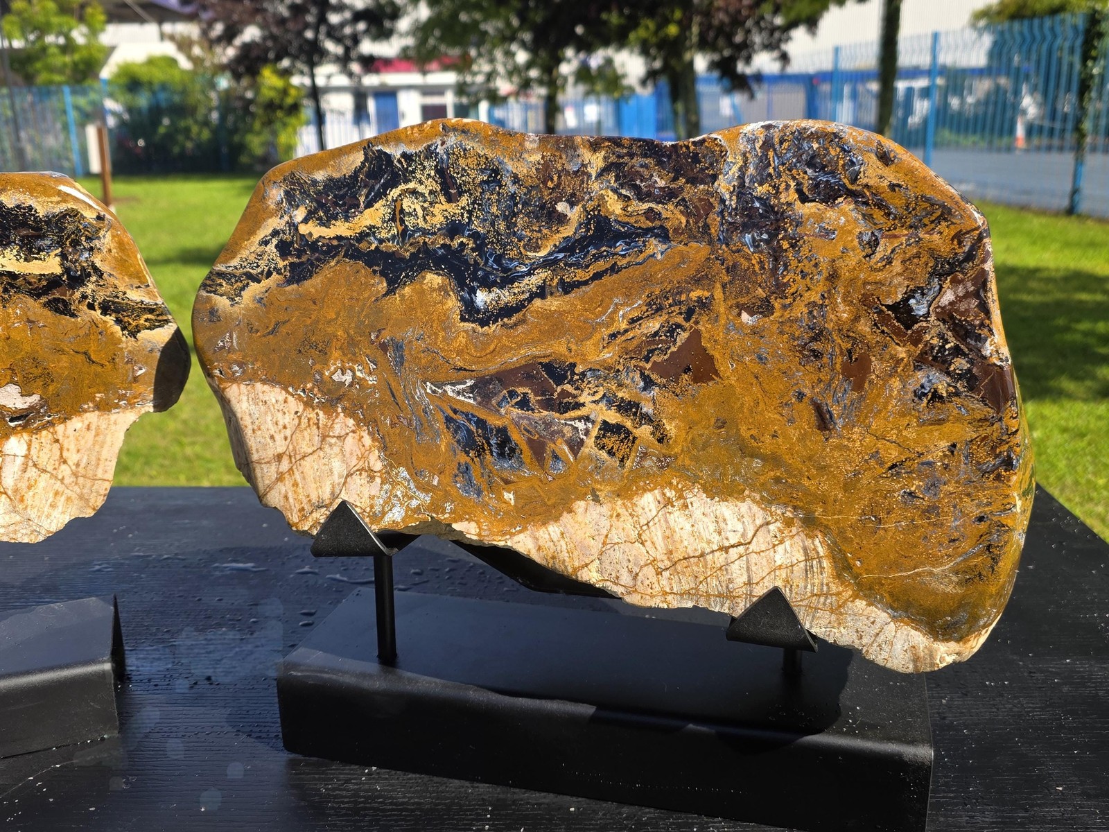 Very Large Pietersite Crystal Pair Mounted 35KG
