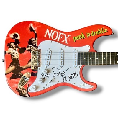 ミュージシャン 90s Hi-STANDARD pizza of death NOFX FAT NOFX Signed Guitar Custom Graphics JSA COA Fat Mike El Hefe Erik