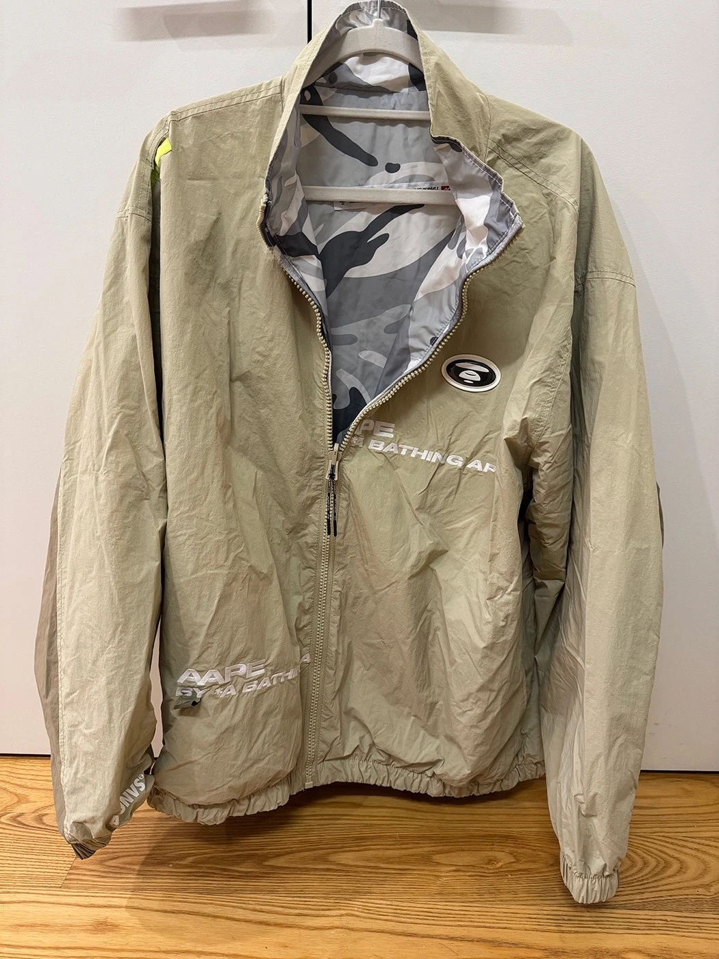 AAPE by A Bathing Ape, Moonface Camo Reversible Zip-Up Jacket, Beige, XL - product detail image 1