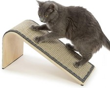 Sisal Cat Scratcher Angle Ramp Natural Wood Scratching Pad with Catnip for Cats