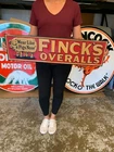 Antique Vintage Old Style Sign Fincks Overalls Made in USA