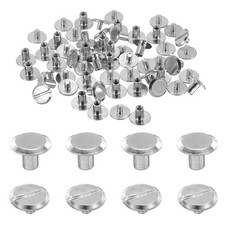 30set M4 x 6mm Chicago Screw Metal Stud Screw Rivets for Leather Silver Tone