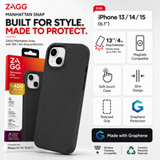 ZAGG (iPhone 13/14/15, 6.1") Manhattan Snap, Premium Silicone Case MagSafe Cover
