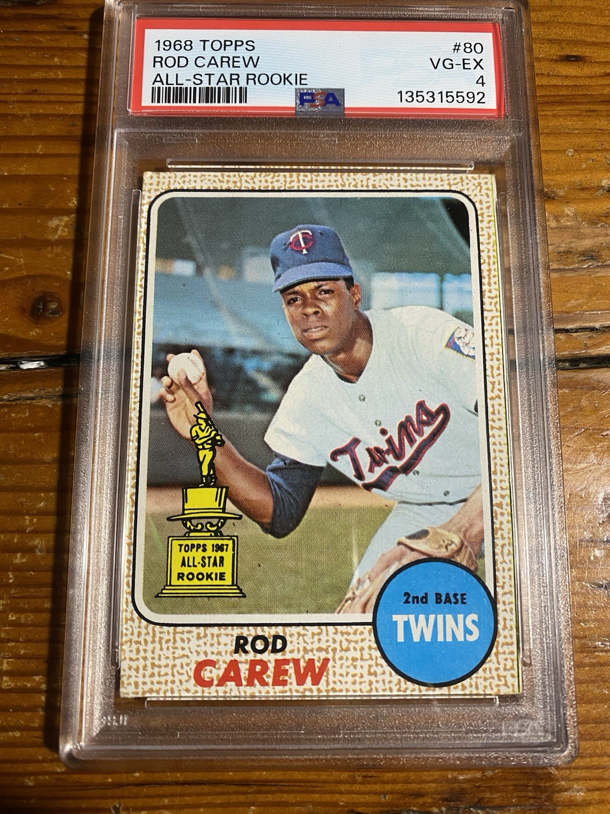 1968 Topps All-Star Baseball #80 Rod Carew RC Rookie VG-EX PSA 4 Twins
