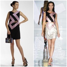 S/S 2015 New Black Versace Crystal Embellished Mini Dress 38 - 2