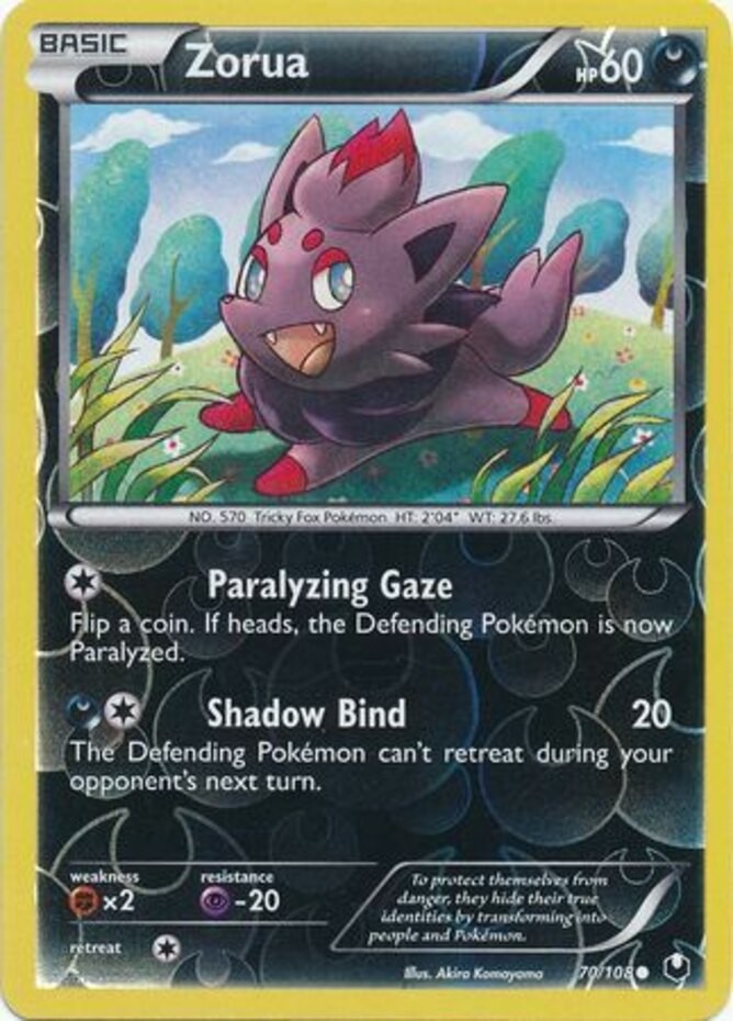Zorua - 70/108 - Common - Reverse Holo LP, English Pokemon Dark Explorers