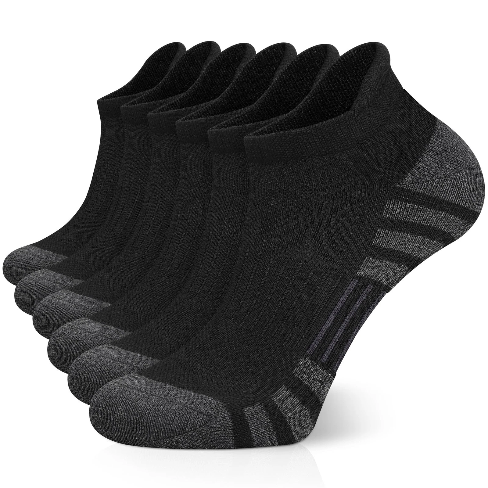 Ankle Athletic Running Socks Cushioned Breathable Low Cut Sports Tab 6 Pairs