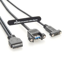 1 PCS Dual USB 3.0 3.1 TypeC Female to Motherboard 20Pin Cable Panel Mount Y
