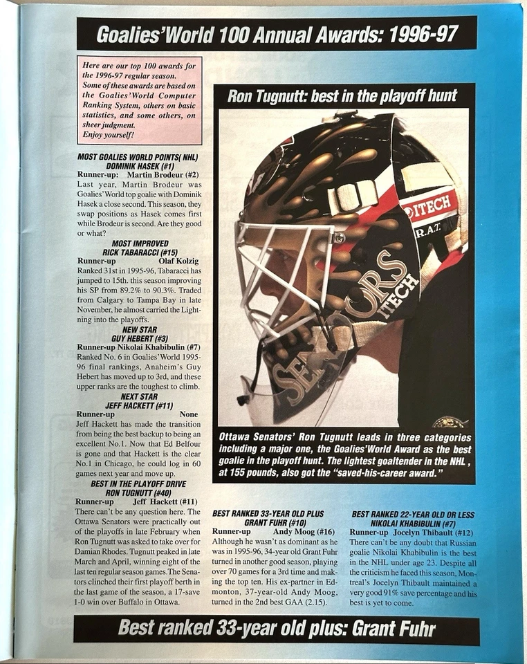 GOALIES’ WORLD Magazine #9 June-July 1997 MARTIN BRODEUR In Action! - Image 2 of 4
