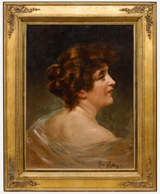 Bruno Pinkow - German School Late 19th Century Oil, Red-haired Beauty