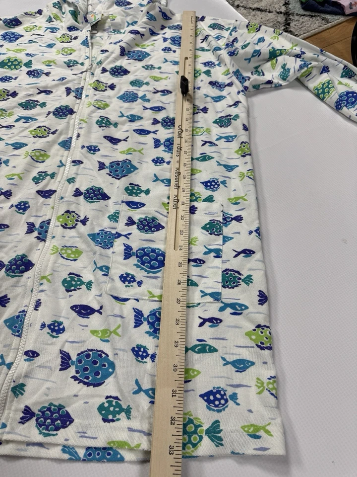 Tropical Escape Fish Mujer Cremallera Completa Terry Playa Vacaciones Cubrimiento Hawaii Vacay Foto 4 de 4