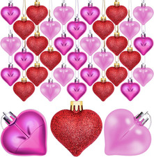 36 Pack Valentine'S Heart Baubles Heart Shaped Ornaments for Valentine'S Day Dec