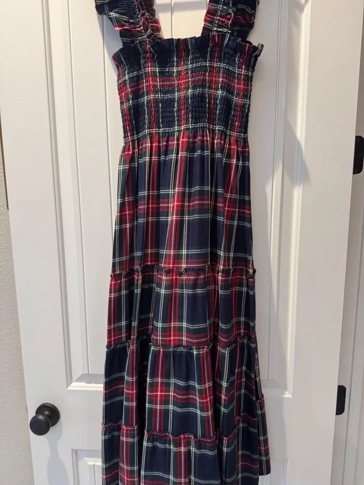 Vestido Hill House Home Ellie Nap Tartán Cuadros XS RARO Vacaciones Navidad Azul Rojo Foto 2 de 4