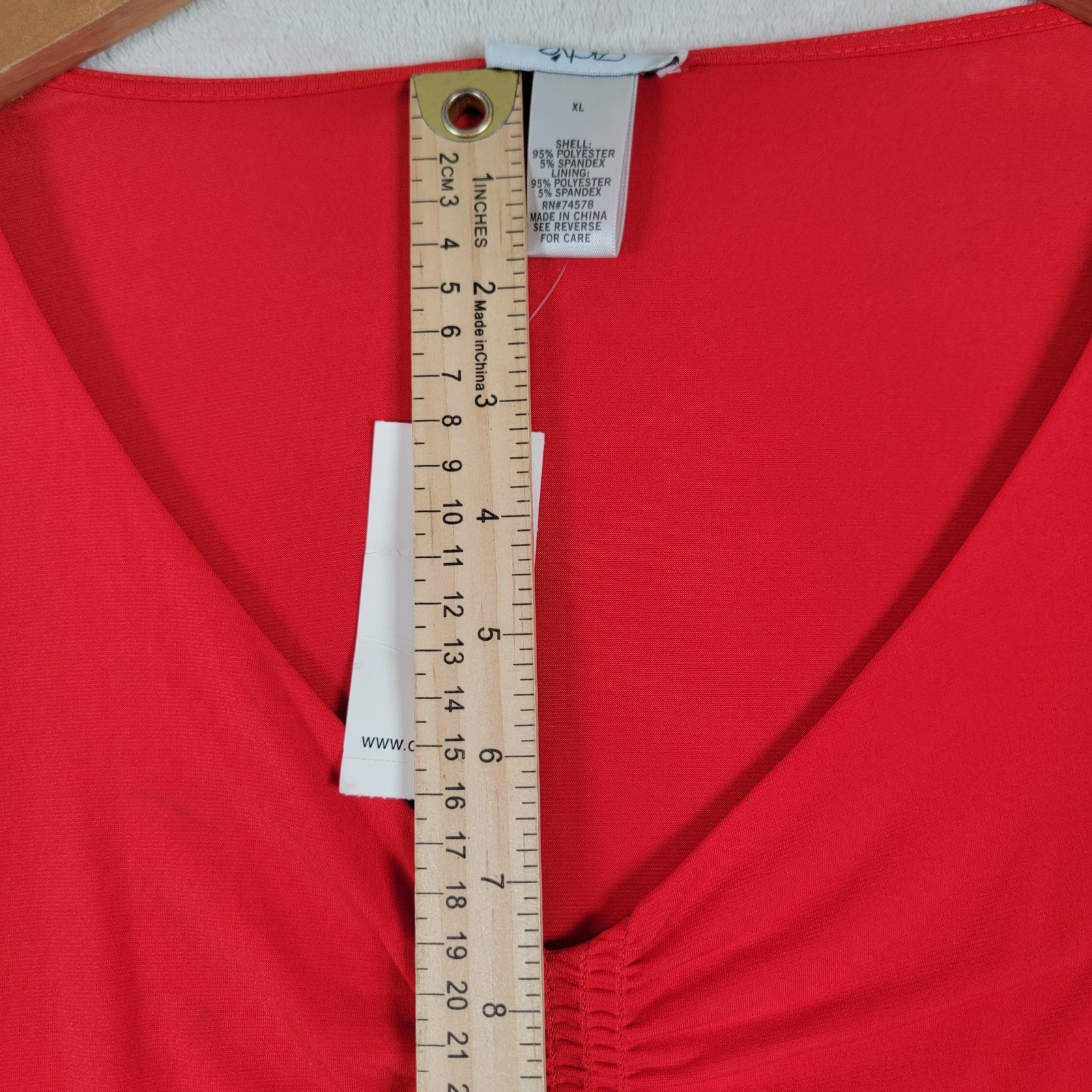 Cache Size XLarge Blouse Solid Red Long Sleeve Ru… - image 13