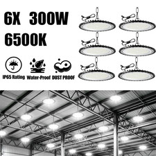6Pack 300W UFO Led High Bay Light Industrial Commercial Warehouse Factory Light