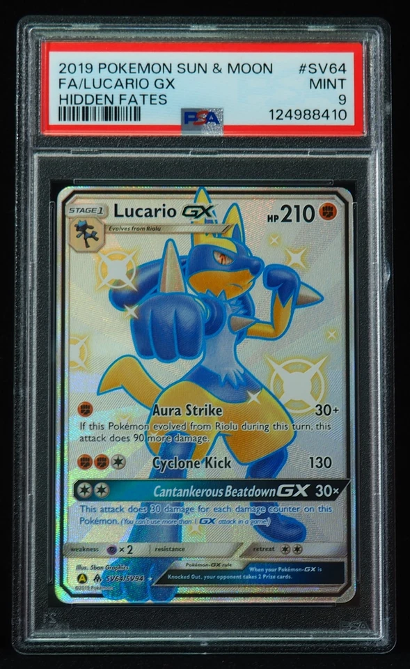 Lucario GX SV64 PSA 9 Hidden Fates Pokemon Card, Multiple Available - Image 4 of 4