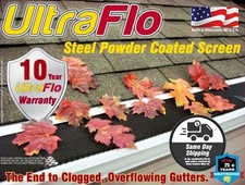 100 feet Ultra Flo Gutter Leaf Guard Cover Screen Kwik Fit 5, 6, & Half Round